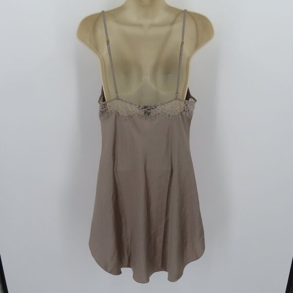 Victorias Secret Womens Large Taupe Lace Trim Spaghetti Strap Nightgown Sleep - Picture 5 of 11